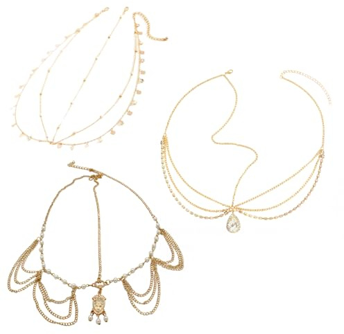 3 Kopfketten Gold Haarschmuck Festival | Goldener Kopfschmuck, Festival Outfit Damen, Bohemian Haarschmuck, Kopfkette Gold, Haarkette Festival