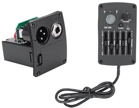 5 Band Acoustic Guitar Pickup EQ Preamp - SE-5N Piezo Equalizer System with Built-in LCD Tuner & Volume Control - Dual XLR & 1/4 Output for Amplifier