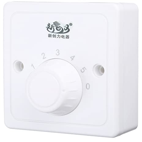 Xinsheinelry Elektrischer Ventilator-Drehschalter, 5-Gang-Drehzahlregler, verstellbare Drehsteuerung, Wand, mechanische Lüftergeschwindigkeitsregelung