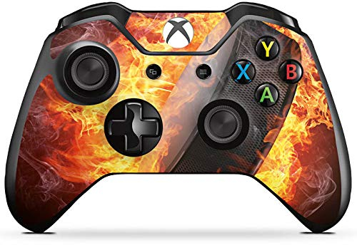 DeinDesign Skin kompatibel mit Microsoft Xbox One Controller Folie Sticker Eishockey Feuer