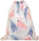 styleBREAKER transparenter Turnbeutel mit Flamingo und Palmen Print, wasserabweisend, Sportbeutel, Rucksack, Beutel, Unisex 02012250, Farbe:Rosa-Blau