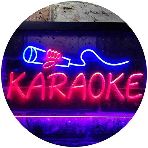 ADVPRO Karaoke Microphone Illuminated Dual Color LED Neon Sign Blue & Red 400 x 300mm st6s43-i0444-br