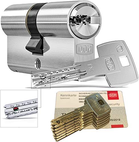 DOM iX Twido 333iX7T Doppelzylinder mit 6 Schlüssel, Länge (a/b) 30/30mm (c= 60mm), mit Sicherungskarte, mit Not- u. Gefahrenfunktion