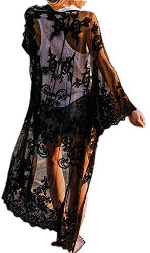YOUKD Kimono da Donna Lungo in Pizzo con Cardigan in Cotone Trasparente Costumi da Bagno da Spiaggia