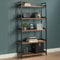 Racking Solutions 5 Tier Industrial Contemporary Home Storage Shelving Oak Style Finish & Matt Black Metalwork 1750mm H x 900mm W x 340mm D