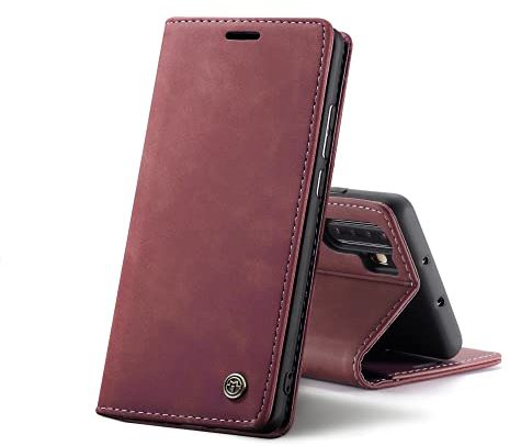 Chocoyi Kompatibel mit Huawei P30 Pro Hülle Leder,Magnetverschluss Premium PU Leder Flip Case,Standfunktion.-rot