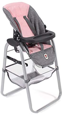 Bayer Chic 2000 - Puppenhochstuhl, Hochstuhl für Puppen, Puppenmöbel, Puppenzubehör, Melange grau, rosa, Klein