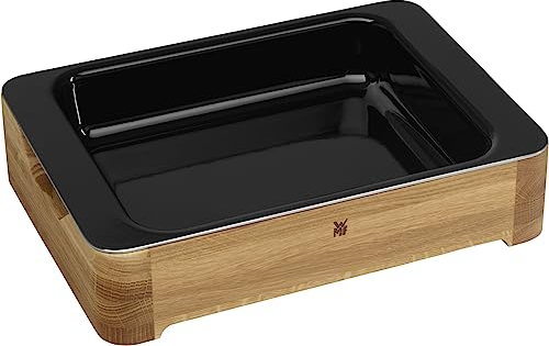 WMF Fusiontec Lasagne Auflaufform groß 39 x 30 x 9 cm, High-Tech Keramik, Holz-Servierrahmen, für Herd, Grill, Backofen, hitzebeständig bis 450°C