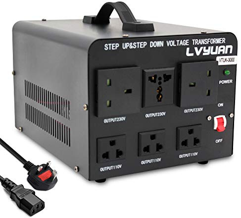 Cantonape 3000 Watt 110v Transformers, 220V - 110V Voltage Transformer, Step Up and Step Down, UK to US US to UK Transformator VT-3000W