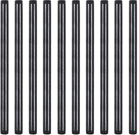 Niubid 10 Stück 1,9 cm x 40,6 cm schwarze formbare Stahl Nippel Fitting, DIY Steampunk Industrial Vintage Style