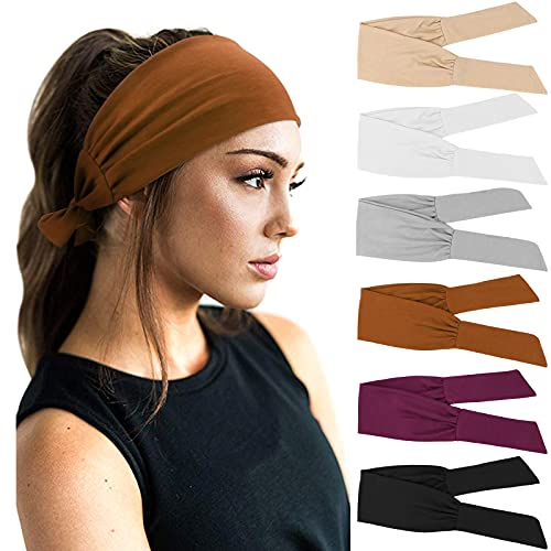 DRESHOW 6 Stück Damen Boho Stirnband Kopfband Haarband Gedruckt Stirnbänder Knoten Verdrehtes Elastische Kopf Wickeln Niedlich Haarschmuck für Mädchen