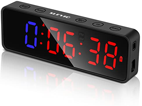 Minuteur d'entraînement portable avec boîtier en caoutchouc et tranche magnétique intégrée, grand écran numérique LED anti-vertige, pour maison, garage, école (noir)