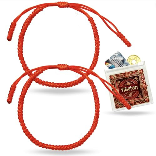 HAND-PRO Buddhistisches Armband Masai Armbänder Faden Rot Tibetisches Armband Damen Buddhistisches Mala Faden Armband, Leder