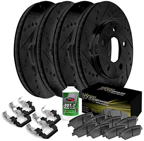 Hart Brakes Front Rear Brakes and Rotors Kit |Front Rear Brake Pads| Brake Rotors and Pads| Ceramic Brake Pads and Rotors |Hardware Kit|fits 2017-2020 Nissan Qashqai, Rogue, X-Trail