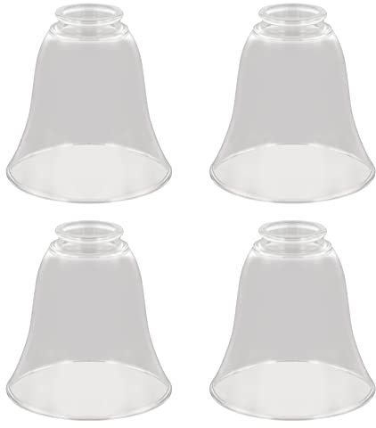 Aspen Creative 23163-4 Contemporary Clear Ceiling Fan Replacement Glass Shade, 2-1/4Fitter, 5-1/8Diameter x 5-4/12Height, 4 Pack