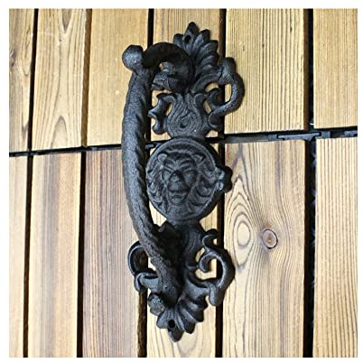 ZONADAH 22cm Cast Iron Door Handle Heavy Duty Vintage Style Lion Decor Passage Home Hallway Closet Garden Gate Shed Cabinet Door Grab Handle Indoor Outdoor