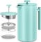 KICHLY Französische Presse Kaffeemaschine 34 Oz - 1000 ml (4 Tassen / 8 Tassen) - Kaffeemaschine mit dreifachem Edelstahlfilter & isolierten Wänden - Himmelblau