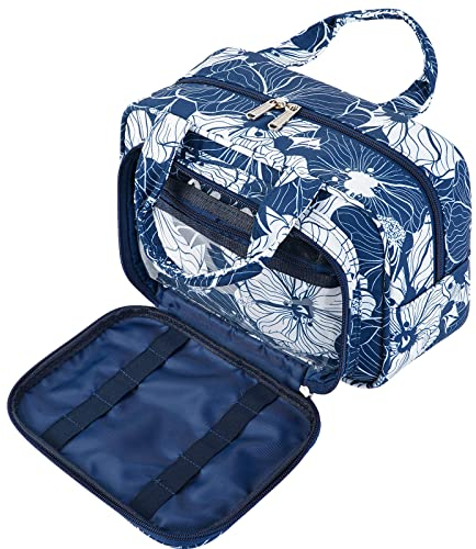 Kulturtasche Damen Gross kulturbeutel Kosmetiktasche Damen Groß Waschtasche Make up Tasche für Herren & Volle Größe(Blauer Lotus)