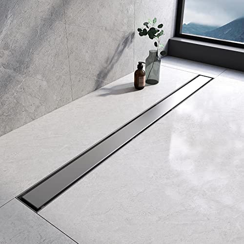 EMKE Linear Shower Drain 900mm, 304 Stainless Steel Floor Drain Tile Insert Shower Linear Wet Room Drain with Odor Stop and Hair Strainer, 2 in 1 Shower Drain for Kitchen, Bathroom and Washroom