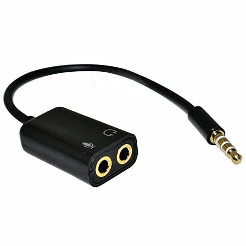 Mr. Gadget's Solutions Headphone Mic Splitter Adapter 3.5mm Stereo Audio Y Splitter Male to 2 Female Audio Microphone Y Aux Jack Cable Compatible with,Laptop, Gaming Headset,Phone External Mic