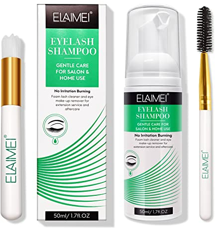 Wimpernverlängerung Shampoo 50ml/ 1.7FL.OZ + Pinsel - Augenlid Schaumreiniger - Lash Foam Shampoo - Wimpernwaschung und Wimpernbad für Extensions - Salongebrauch und Haushaltspflege