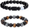 Caimeytie Set von 2 Herren Armband Verstellbare elastische Balken Armband12-Sternbild Zeichen von Zodiac Glück Armband 21.5CM