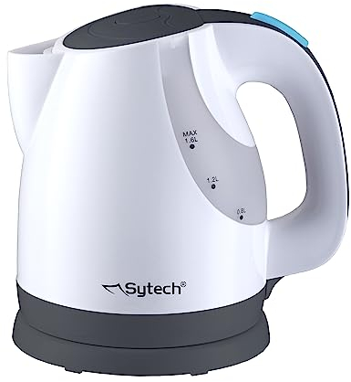 Sytech hervidora electrica sin Cable, 1.6 litro, Base giratoria 360º, Blanco