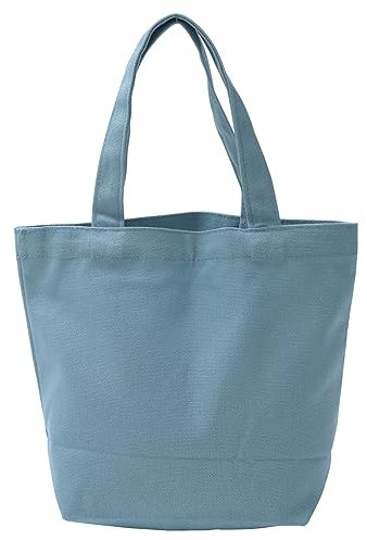 PATIKIL Leinwand Tragetasche Mini Leinwand Tasche mit Handgriff Klein Wiederverwendbar Handtasche Einkaufstaschen für Frauen Freunde Geburtstag Geschenk Blau