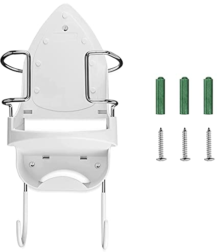 Tyuooker Iron Board Hanger Wall Mount Electric Iron Holder and Ironing Board Storage Organizer Shelf with Removable Hooks