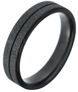 Herrenring Edelstahl, 5MM matter Ring mit Rille aus Edelstahl für Männer Frauen Schwarz, Größe 57 (18.1)