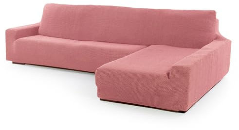 SOFASKINS® Copridivano Chaise Longue Super Elasticizzato, Braccio Destro Lungo, Design Esclusivo, Resistente, Dimensioni Compatibili Divano (210-340 cm), Colore Pink Pastello