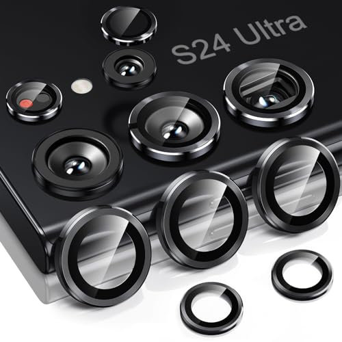Niboow Caméra Arrière Protecteur pour Samsung Galaxy S24 Ultra 5G, HD Anti Rayures Verre Trempé Protecteurs D'objectif Téléphone Portable, Lentille Coque pour Samsung Galaxy S24 Ultra 5G - Noir
