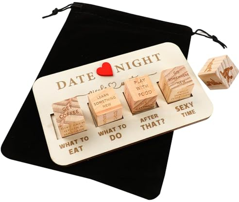 Date-Night-Würfel, Date-Night-Ideenwürfel After Dark Edition, Date-Night-Würfel für Paare, romantische Pärchen-Date-Night-Ideen, robustes, wiederverwendbares Brettspiel aus Holz in mehreren Stilen für