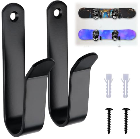 NATOSU Confezione da 2 Clip per Montaggio a Parete per Snowboard Orizzontale, Supporto a Parete per Snowboard, Supporto a Parete, Display per Snowboard per casa e Garage, comprese Tavole per