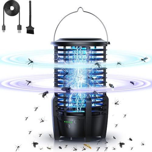 Insektenvernichter, Mückenlampe 2 in 1 tragbarer und wiederaufladbarer Mückenvernichter im Freien mit LED-Nachtlicht, wasserdichte Fliegenfalle, Insektenvernichter, Camping-Fliegenvernichter