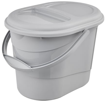 keeeper Bio-Eimer mit Deckel, 13 l, Ovaler Abfalleimer, 37 x 29,5 x 27,5 cm, Elsa Eco Line, Grau (Eco Stone Grey)