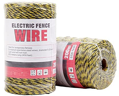 Corda per recinzioni elettriche, Lunghezza 200 m e Larghezza ca.2 mm, con Fili in Acciaio Inox 6 x 0, 20, Nastro per Recinzione elettrica (200m)