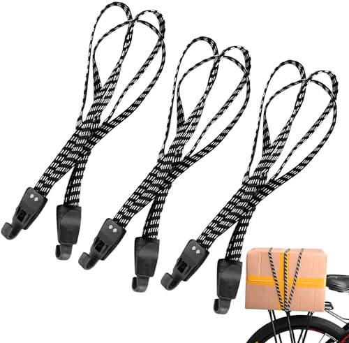HomeDejavu 3 Stück Fahrrad Spanngurt,Spanngummi,Gepäckträger Gurt,Fahrrad Spanngurt Verstellbar 70-123cm,mit Haken Verstellbar Elastische,Geeignet für Fahrräder,Motorräder,Gepäcktaschen,Camping