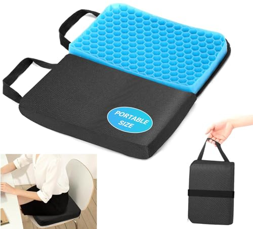 shockassist Gelkissen Sitzkissen Faltbar, Gel Sitzkissen Ergonomisches, Sitzkissen Tragbar Reisen Stuhlkissen Atmungsaktiv Bürostuhl Sitzkissen für Flugzeugstuhl, Küchenstuhl, Rollstuhl, Auto