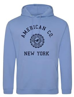AMERICAN COLLEGE USA, Felpe, Maglie, Gilet, Uomo, Donna, Sweat Shirt, con Cappuccio, Fodera, Pile, Termico, Abbigliamento, Unisex Adulto, Modello ACSCW4, Turchese, L