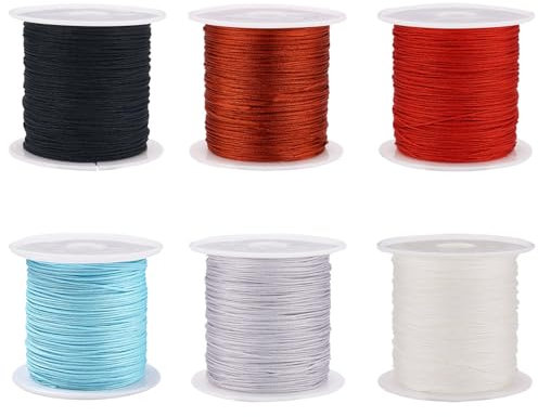262.4yards 0.6mm Black White Nylon Beading Thread Cord, Craftdady 6 Colors Kumihimo Macrame Cord Beading String for DIY Necklace Bracelet Craft Jewellery Making