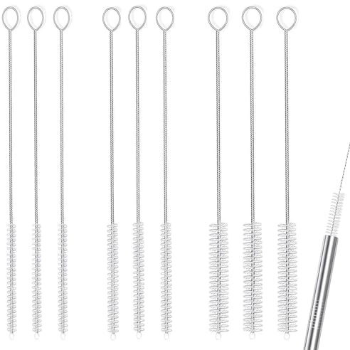 Drinking Straw Cleaner Brush Kit, 3-Size 9-Pack Pipe Cleaners for Reusable Straws, Flexible Nylon Bristles for Thorough Cleaning, Dishwasher Safe, Ideal for Various Straw Sizes