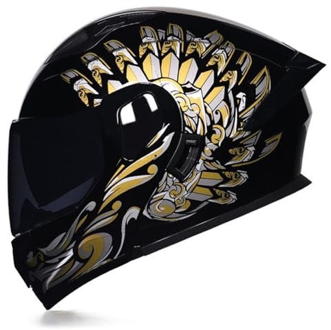 Motorradhelm Integrierter Klapphelm DOT/ECE Zertifiziert Flip Vollvisierhelm Motorrad Schutzhelm Mit Doppelvisier Integrierter Helm Motocross Helm Für Männer Und Frauen 22,XXL:63-64CM