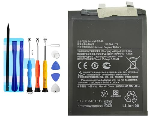 Vvuilsty BP46 Ersatzakku für Xiaomi 12 2201123G 2201123C,wiederaufladbare 0-Zyklen-Batterie kompatibel mit Xiaomi 12 2201123G 2201123C mit Reparaturwerkzeug-Kits