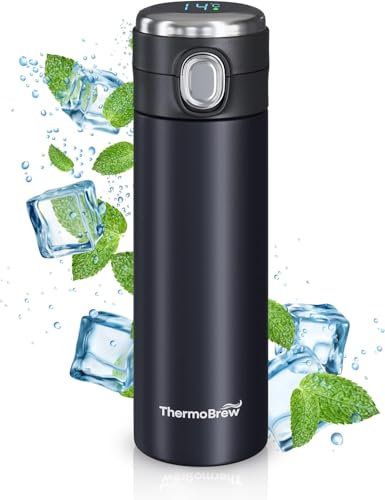 THERMOBREW - Smart Hot Water Flask for Baby Bottles and Drinks With Temperature Display - Vacuum Insulated Stainless Steel for Hot & Cold Beverages, 420 ML