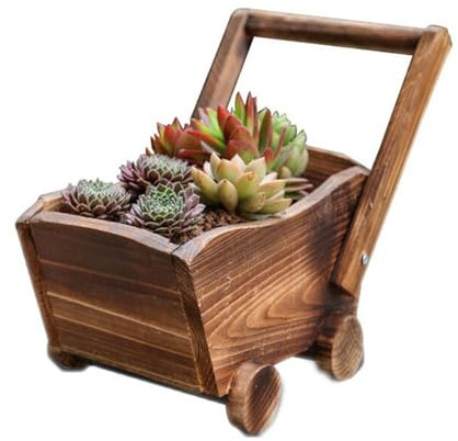 DSDGVDFBV Latón, Jardinera Rueda De Madera, Carretilla Jardinera para Interior Y Exterior Elegante Carretilla De Diseño Vintage