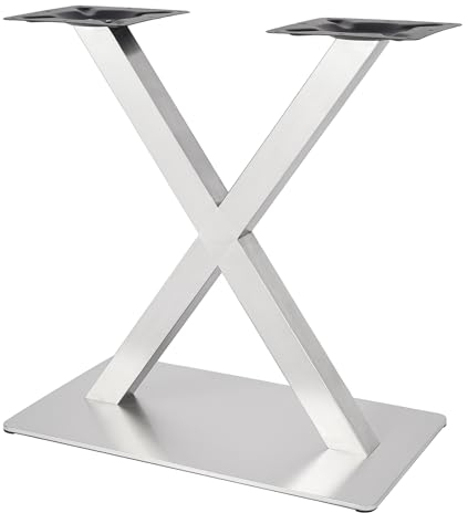 HOARLICN Metall Tischgestell, X-Form Tischbein Edelstahl Tischgestell Silber Edelstahl Untergestell X Shape Tischkufe Table Leg 72 cm Möbelkufen Tischsäule Für Couchtische, Esstische