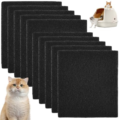 10 Stück Katzentoilette Aktivkohlefilter, Hochsaugfähiger Katzenklo Kohlefilter, Aktivkohlefilter Katzenstreukästen, Küche Aktiviert Kohlenstoff Filter für Katzentoilette Geruchskontrolle