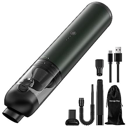 Mini Vacuum Cleaner, Cordless Handheld Vacuum, Small Car Hoover with Triple Filter System, 16000 PA Powerful Suction and USB Charging, for Dust, Cat Litter, Pet Hair, Sofa Gap, Computers