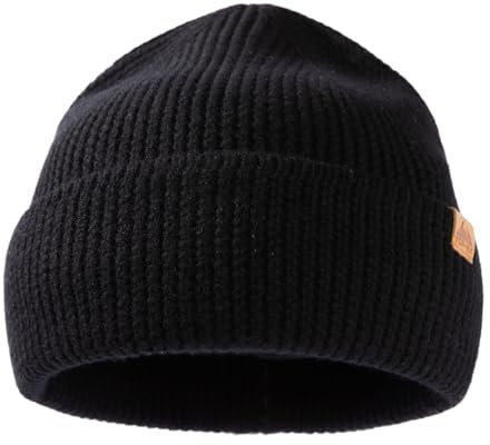 TOP-EX 100% Merino Mütze, Warme Wintermütze für Herren und Damen, Strickmütze, Beanie für Männer, Outdoor Sportmütze, Wollmütze für Wandern, Skimütze für Laufen Schwarz XL/XXL